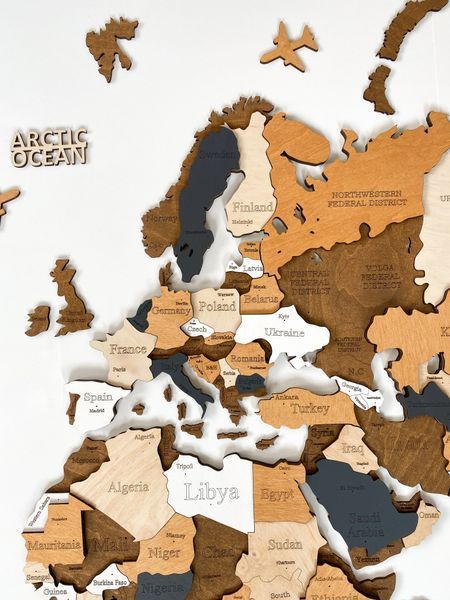 Дерев'яна карта світу колір "Coffee" world-map-coffee фото