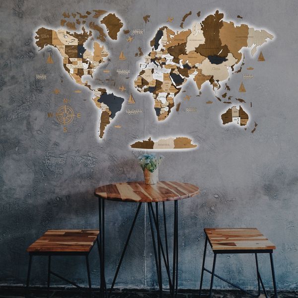 Дерев'яна карта світу колір "Coffee" world-map-coffee фото