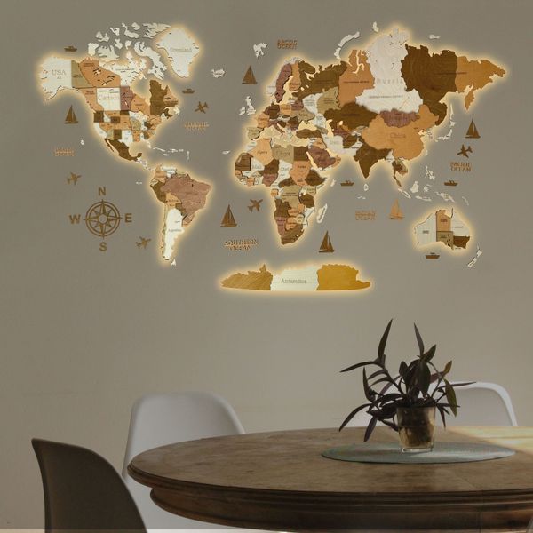 Дерев'яна карта світу колір "Сalifornia" world-map-сalifornia фото