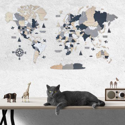 Дерев'яна карта світу колір "Alaska" world-map-alaska фото