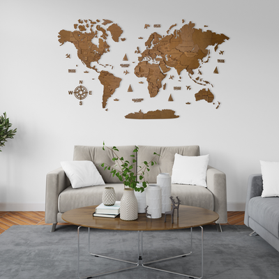 Дерев'яна карта світу колір "Venge" world-map--venge фото